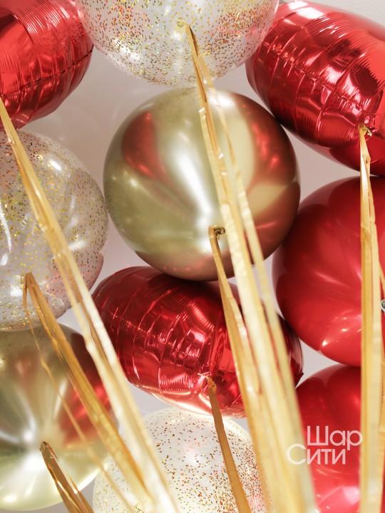 Набор из 10 шаров с дождиком "Gold love" — фото 1